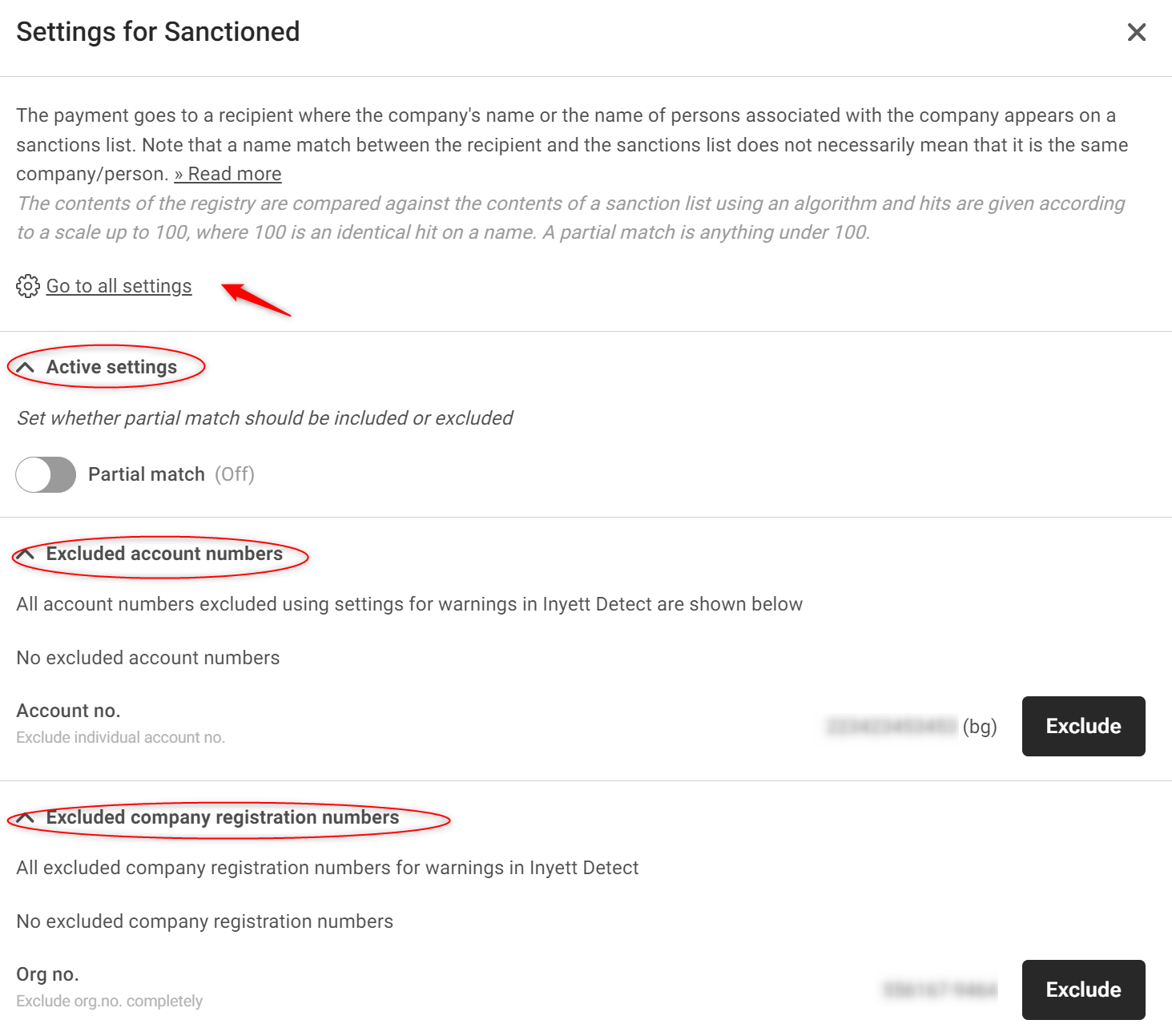 How does warning Sanctioned in Inyett Detect and AutoPay Detect work?